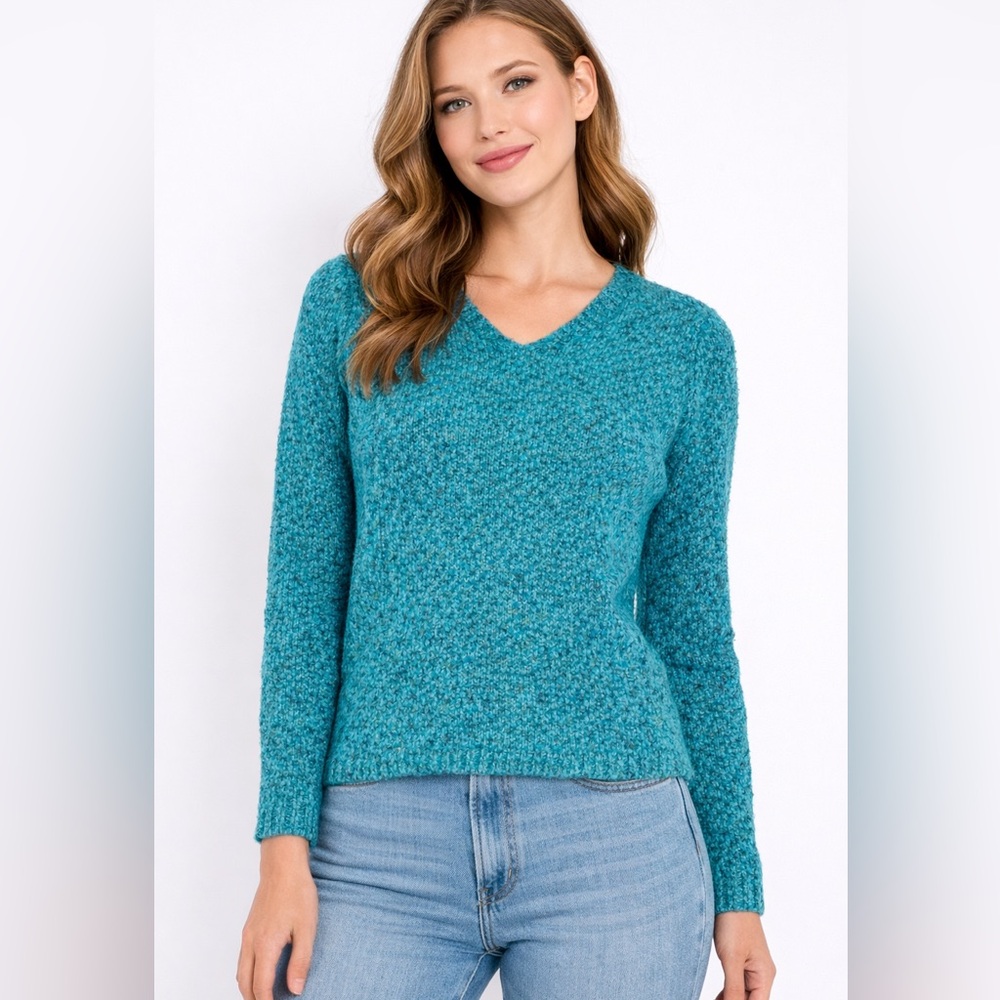 Coldwater Creek Teal Textured Knit Top